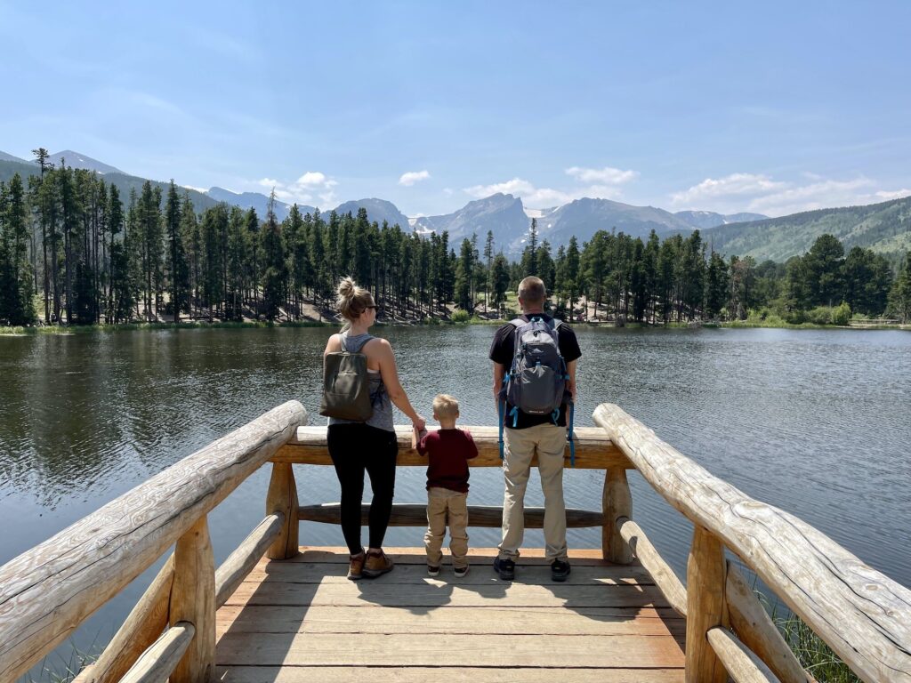 The dock at Sprague Lake, where we were married in 2015